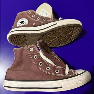 Converse High-Top Sneakers in Maroon and Cream